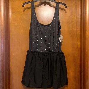 NWT Jolie & Joy Size L Black Polka Dot Bubble Skirt Mini Dress